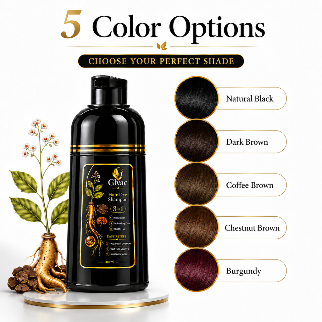 Glvac 3-in-1 Hair Colour Shampoo for Grey Hair – 500ml
