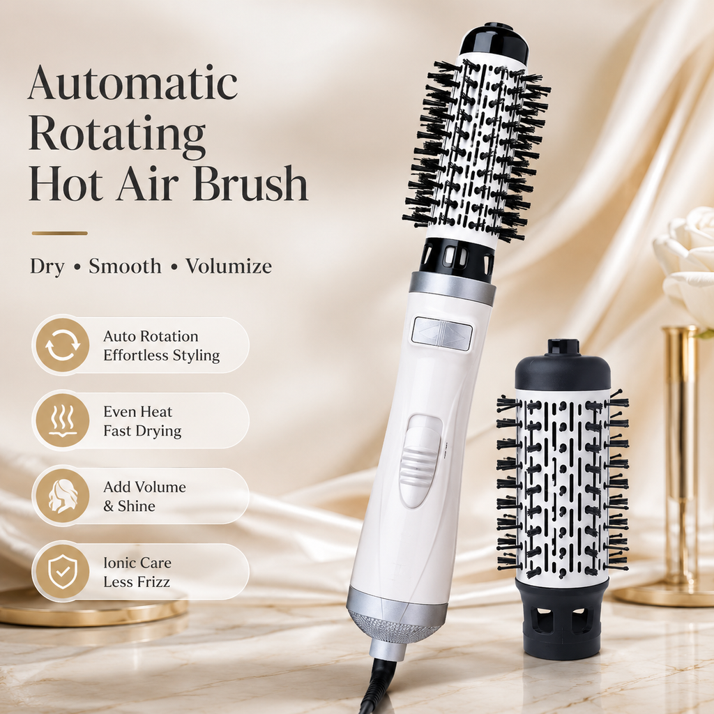 Auto Rotating Ionic Hot Air Brush with 2 Brush Heads