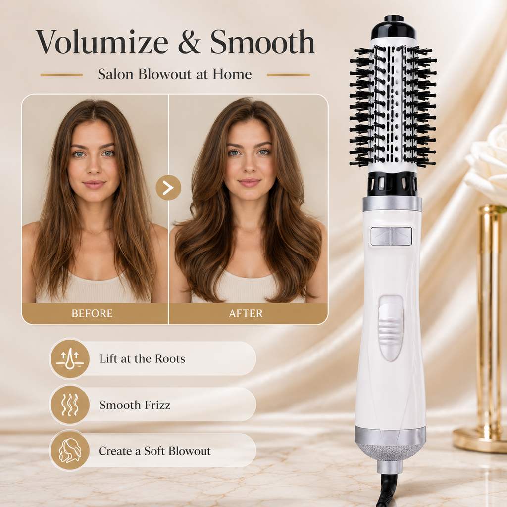 Auto Rotating Ionic Hot Air Brush with 2 Brush Heads