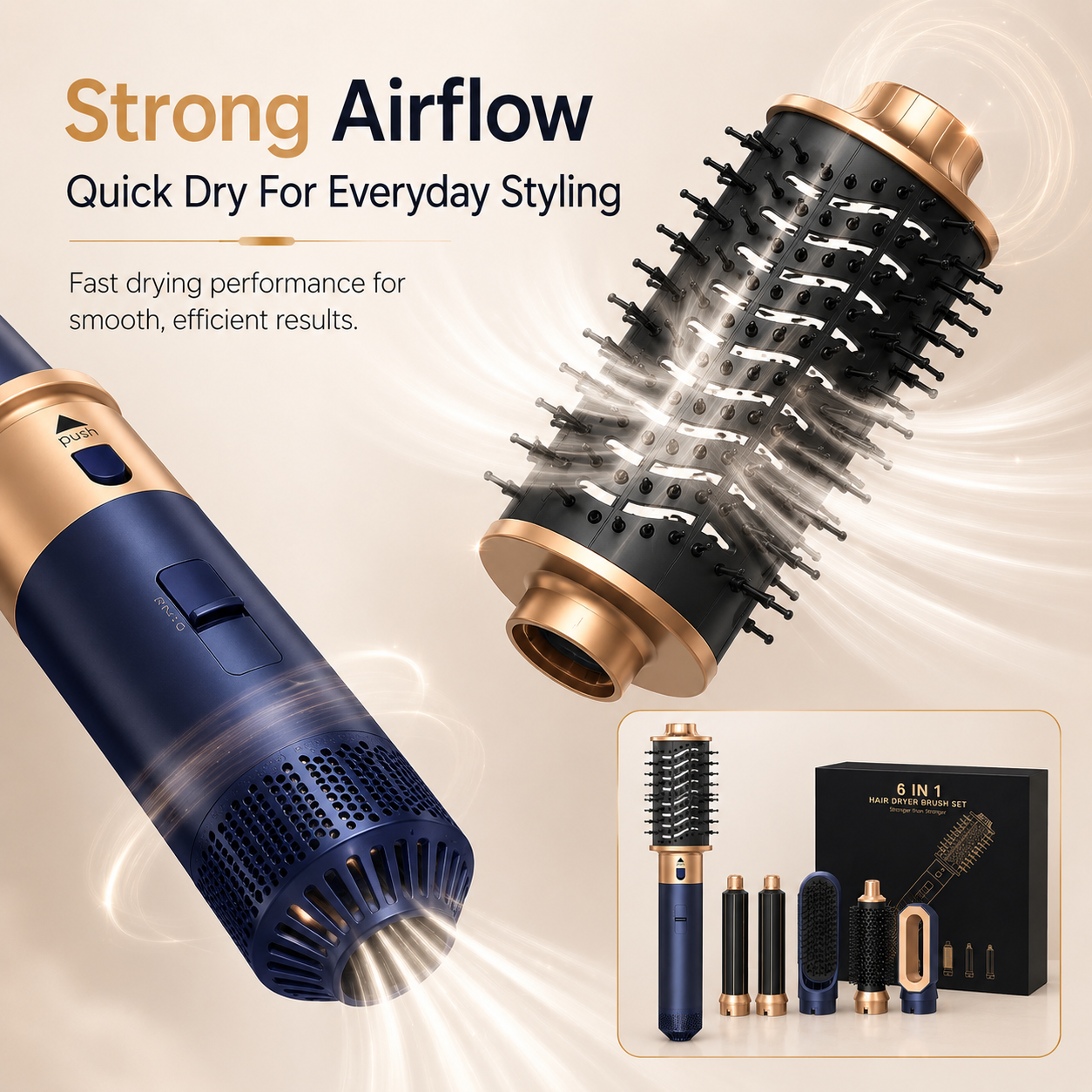 6 In 1 Interchangeable Negative Ion Hot Air Multi Hair Styler