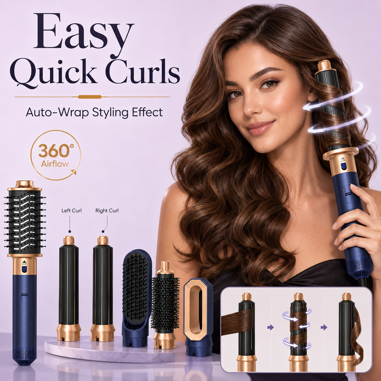 6 In 1 Interchangeable Negative Ion Hot Air Multi Hair Styler