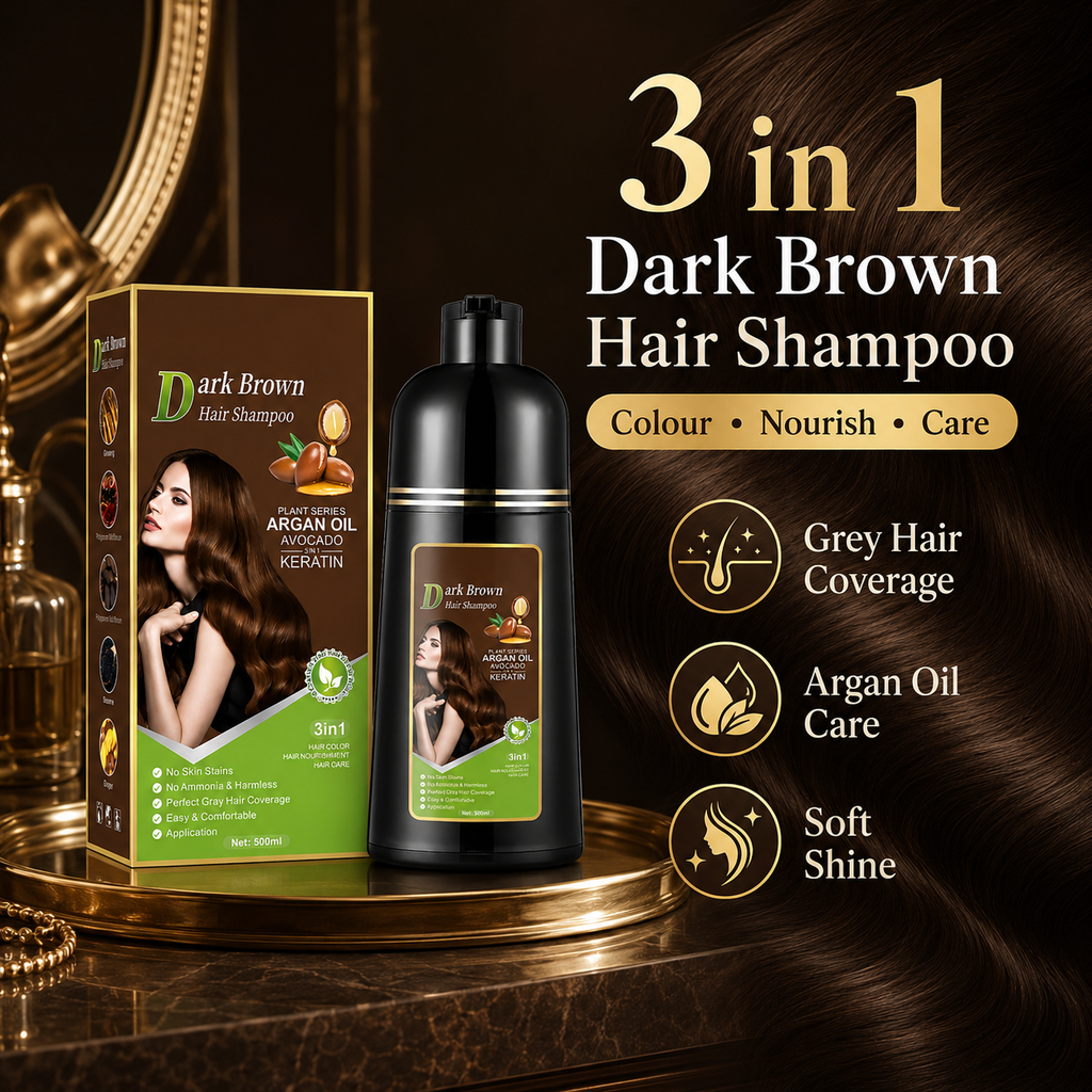 3-in-1 Plant Hair Color Shampoo Dark Brown