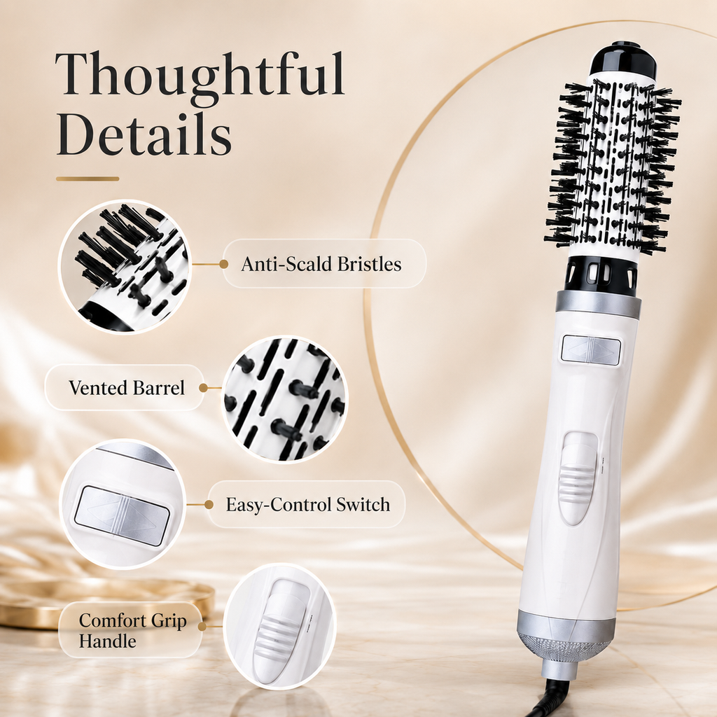 Auto Rotating Ionic Hot Air Brush with 2 Brush Heads