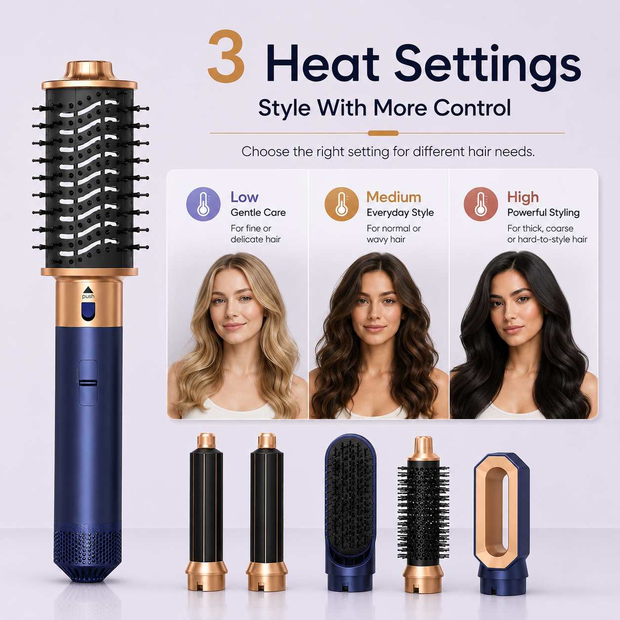 6 In 1 Interchangeable Negative Ion Hot Air Multi Hair Styler