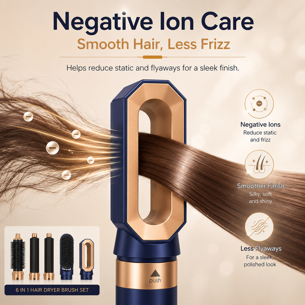 6 In 1 Interchangeable Negative Ion Hot Air Multi Hair Styler