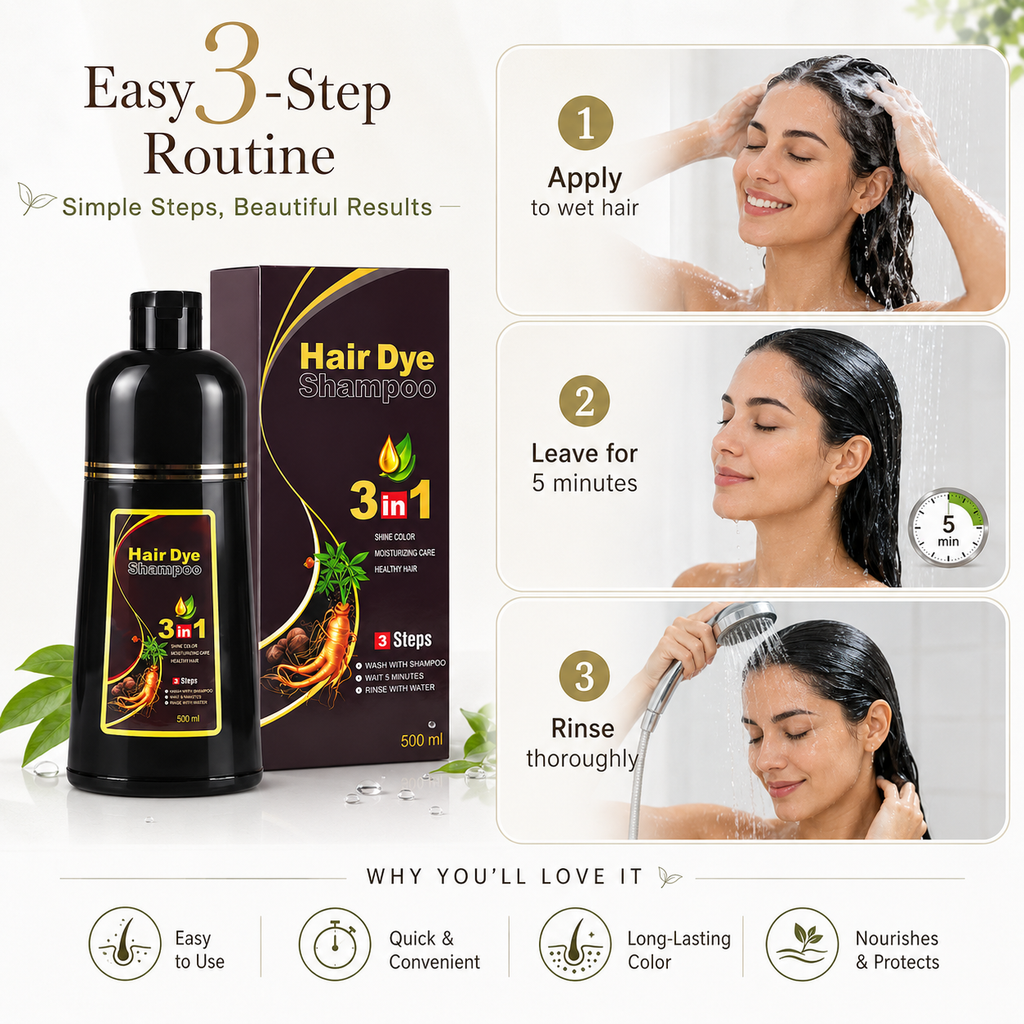 3 In 1 Natural Herbal Hair Dye Shampoo 500ml