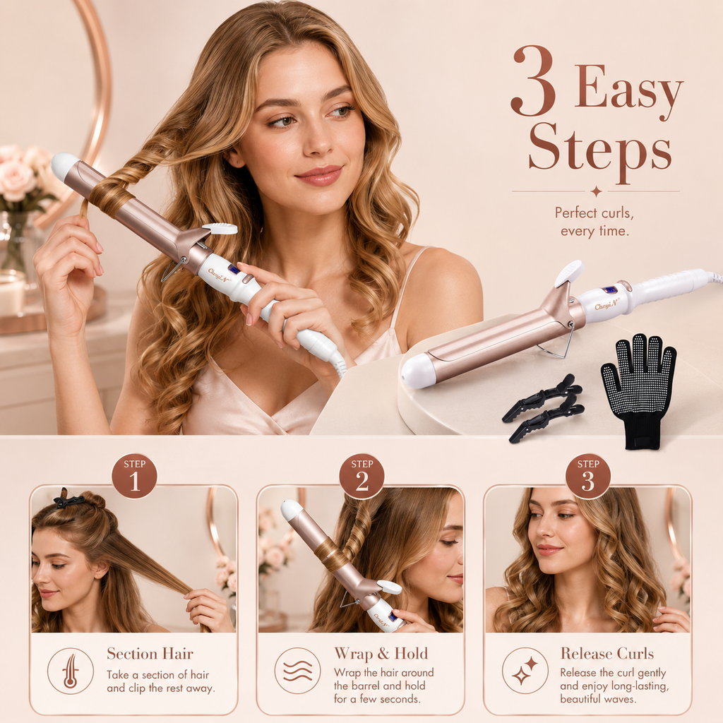 32mm Ceramic Adjustable Temperature Hair Curling Iron Set