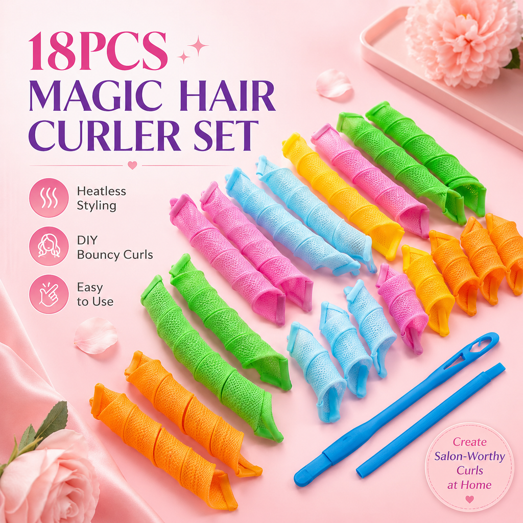 Colorful Heatless Spiral Curler Rollers Kit