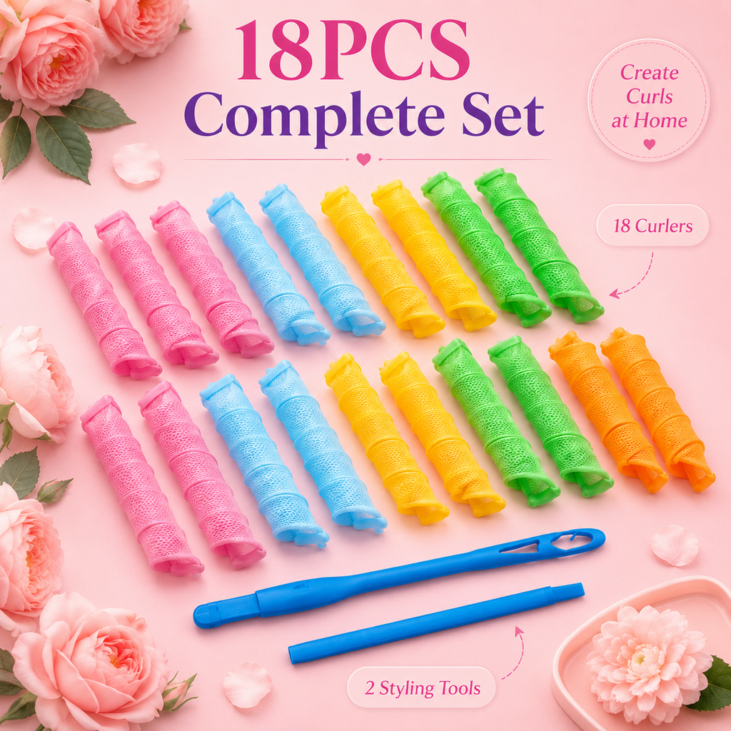 Colorful Heatless Spiral Curler Rollers Kit