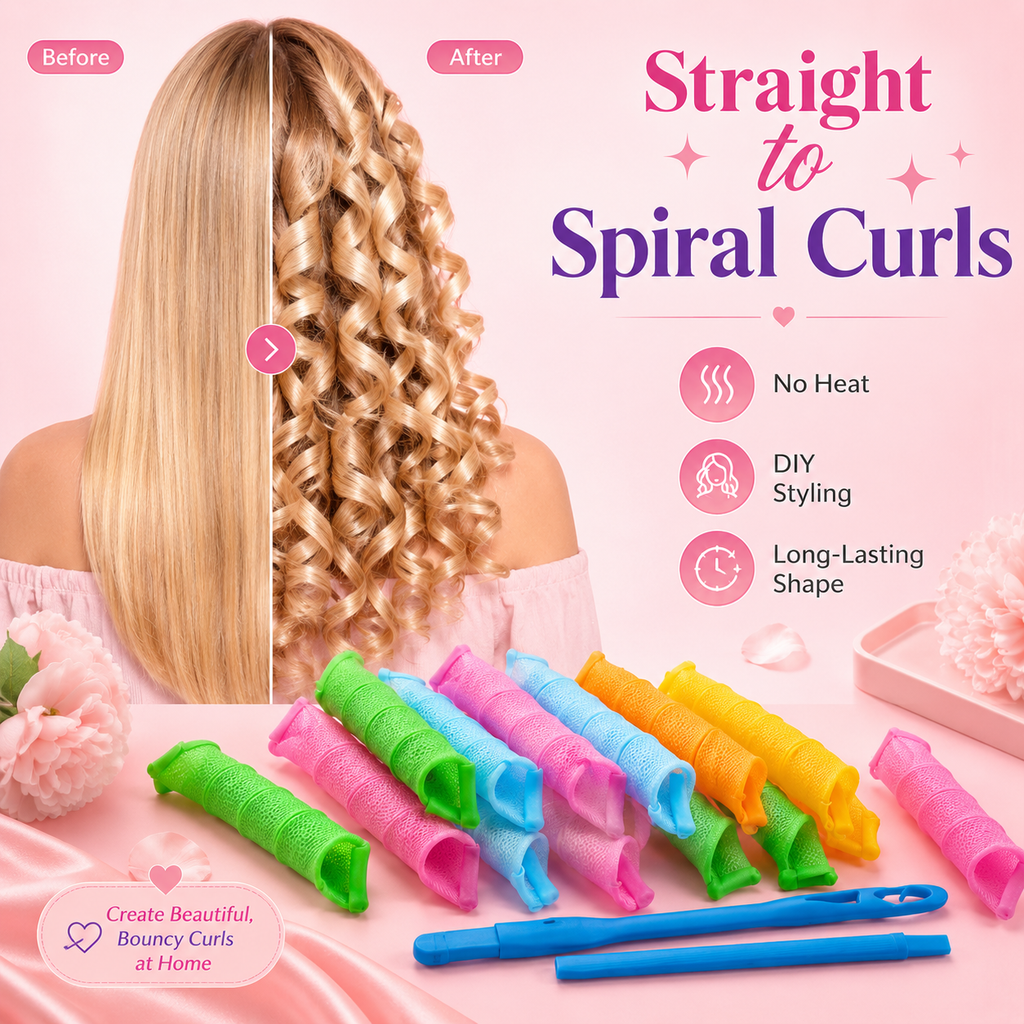 Colorful Heatless Spiral Curler Rollers Kit