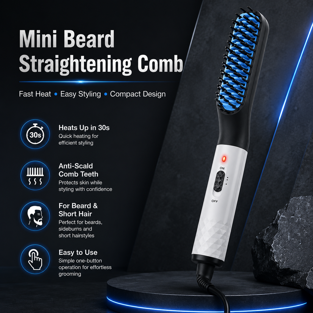 Electric Heating Beard Straightening Brush For Men