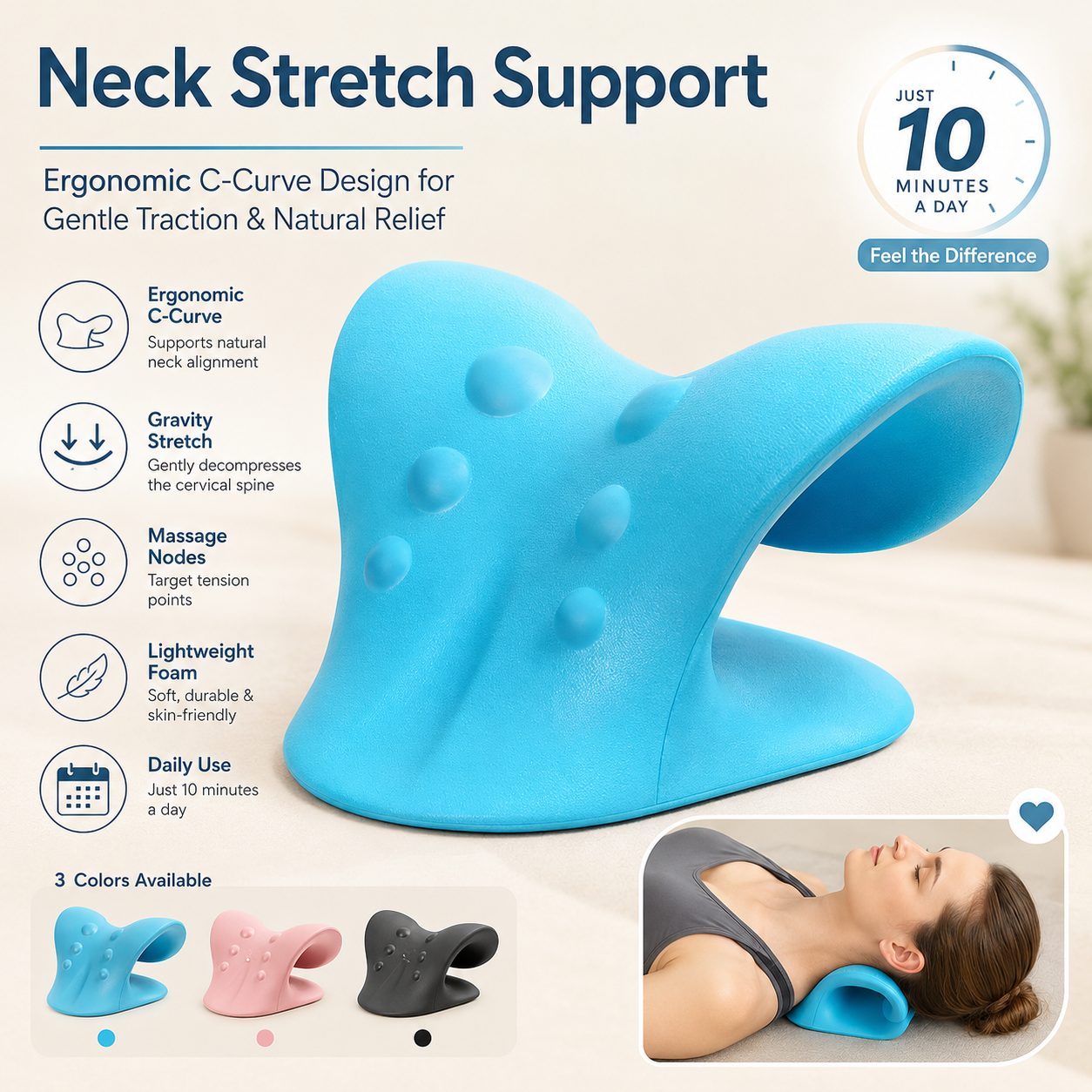 Physical Therapy Neck Shoulder Relaxer Traction Pillow