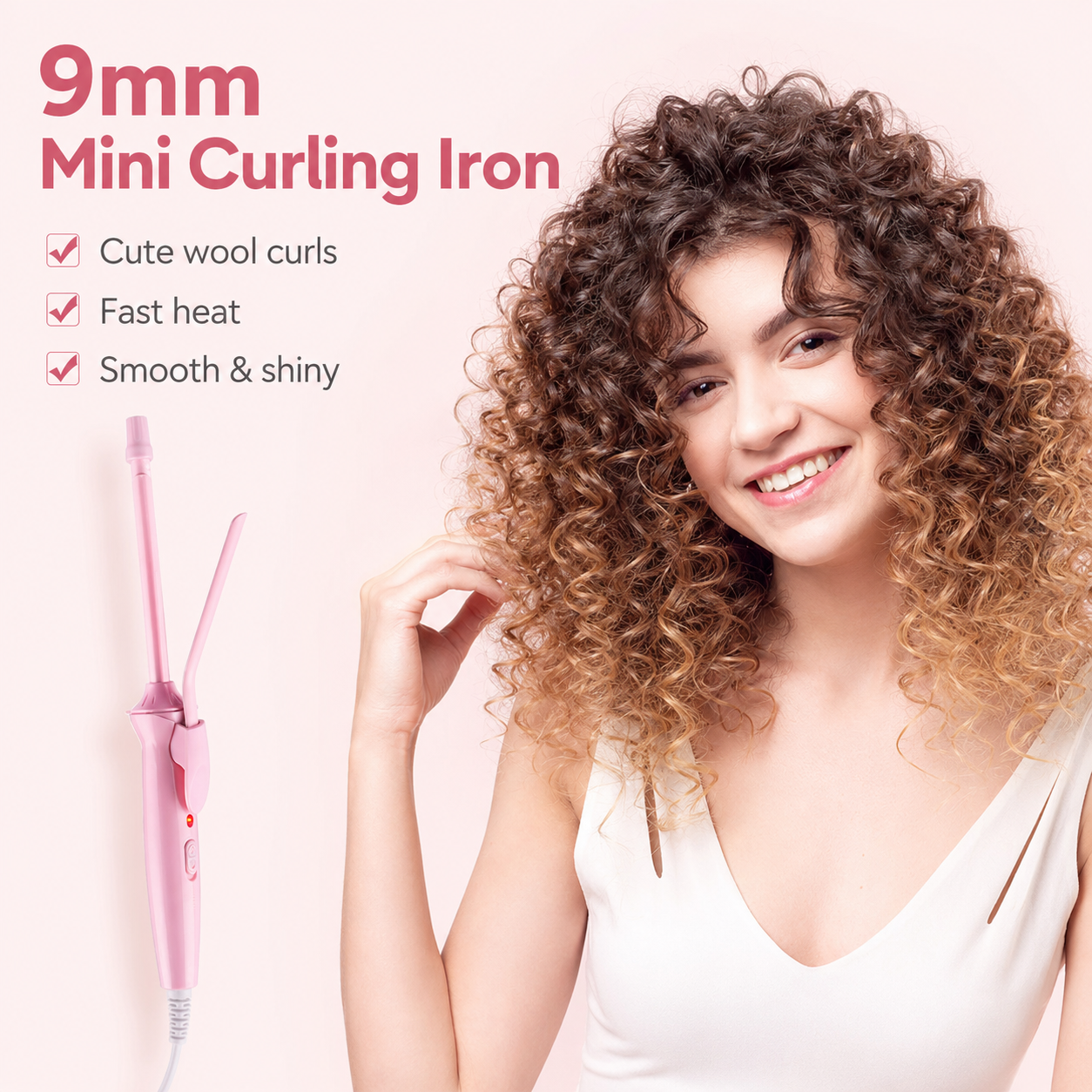9mm Mini Thin Barrel Wool Roll Hair Curling Iron