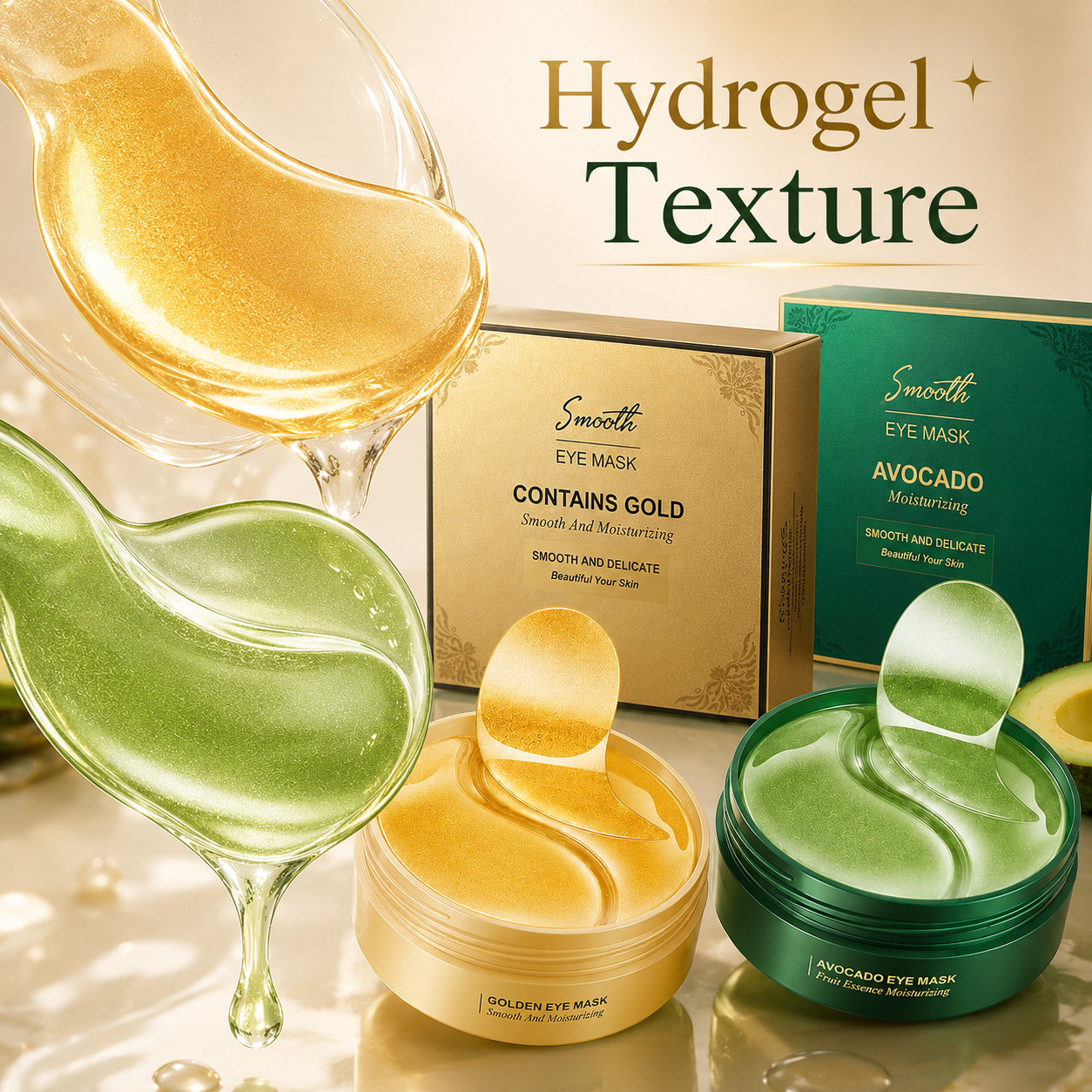 Moisturizing Cooling Gold Avocado Gel Eye Mask