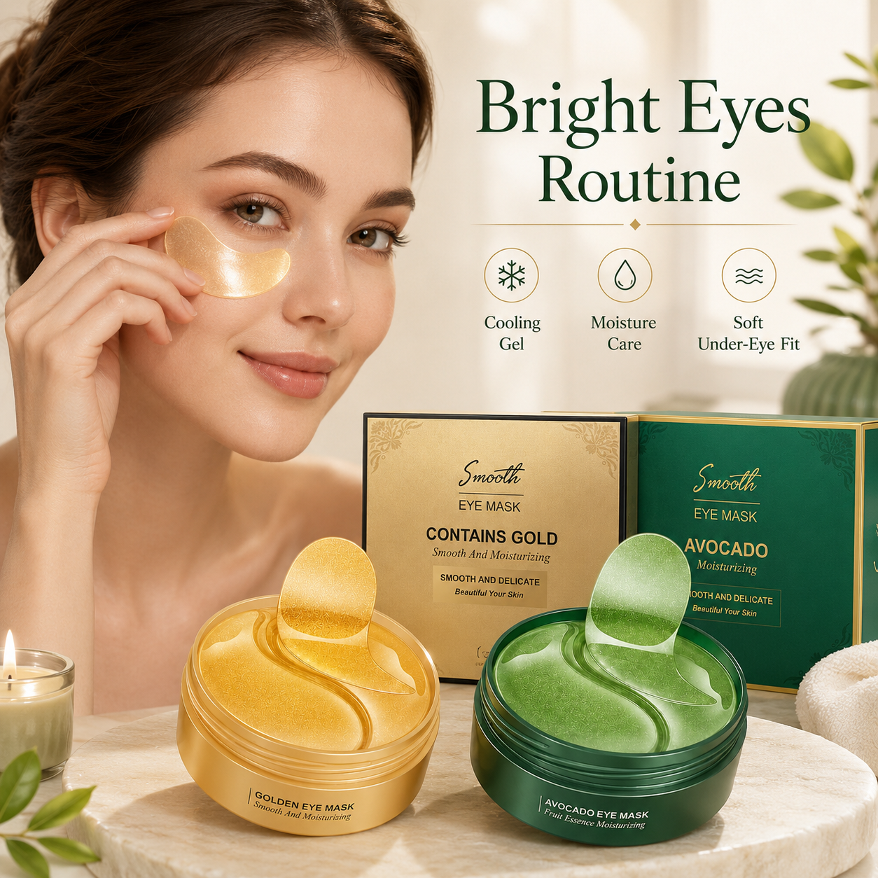 Moisturizing Cooling Gold Avocado Gel Eye Mask