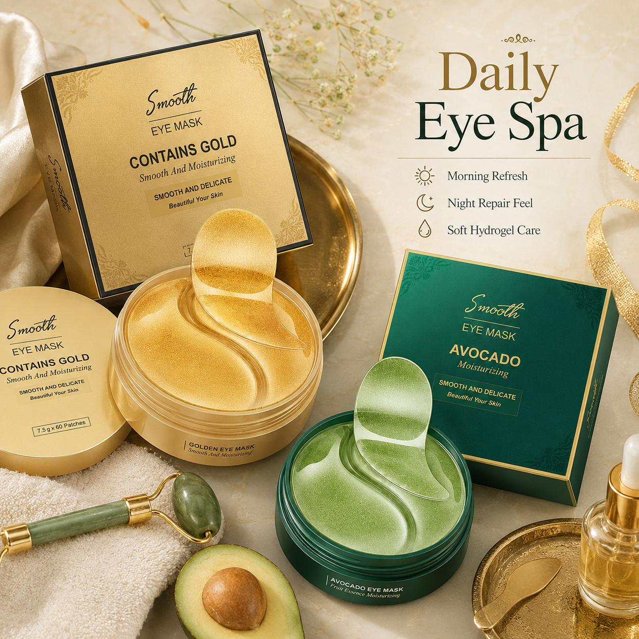 Moisturizing Cooling Gold Avocado Gel Eye Mask
