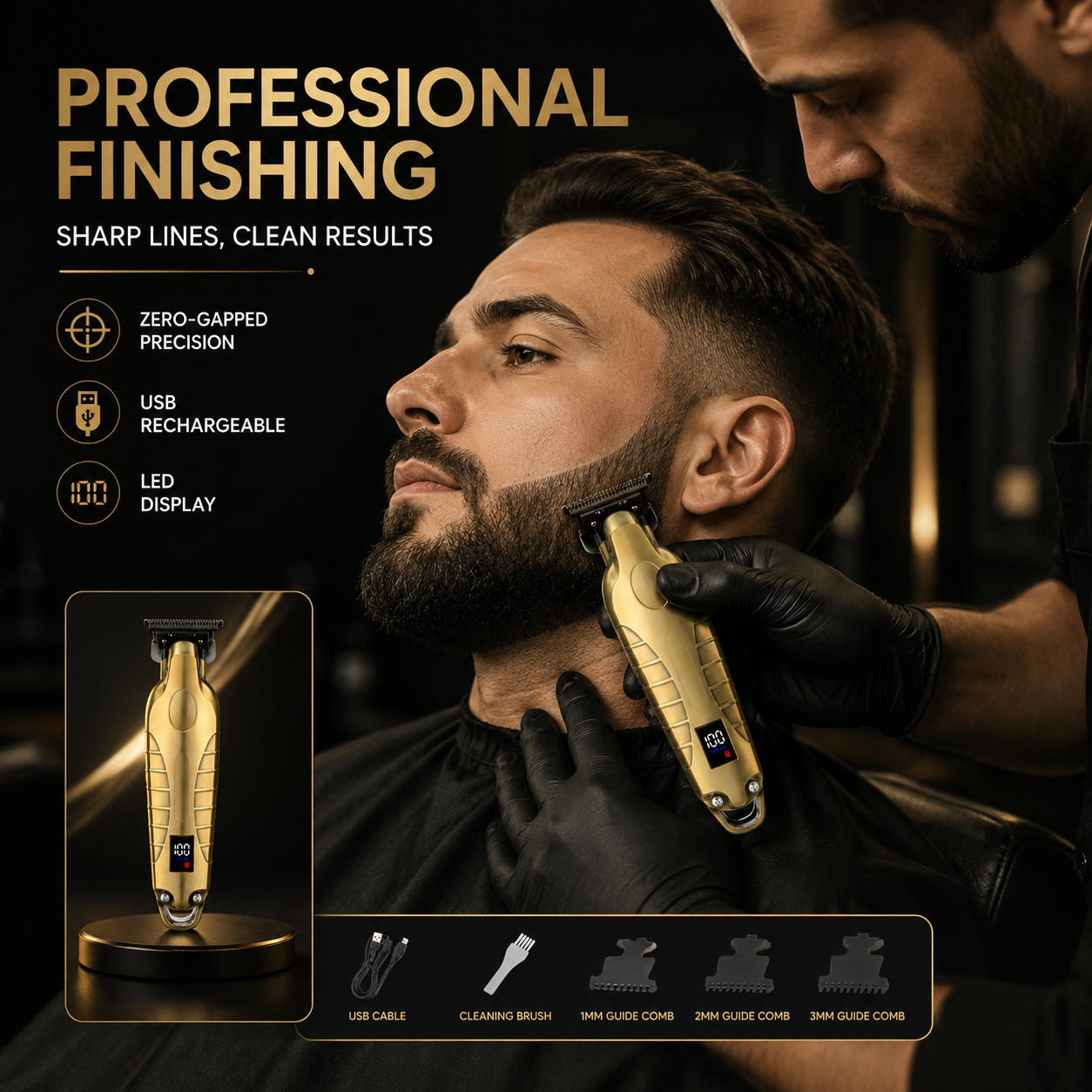 2293 Metal Body Cordless Hair Clipper with Digital Display