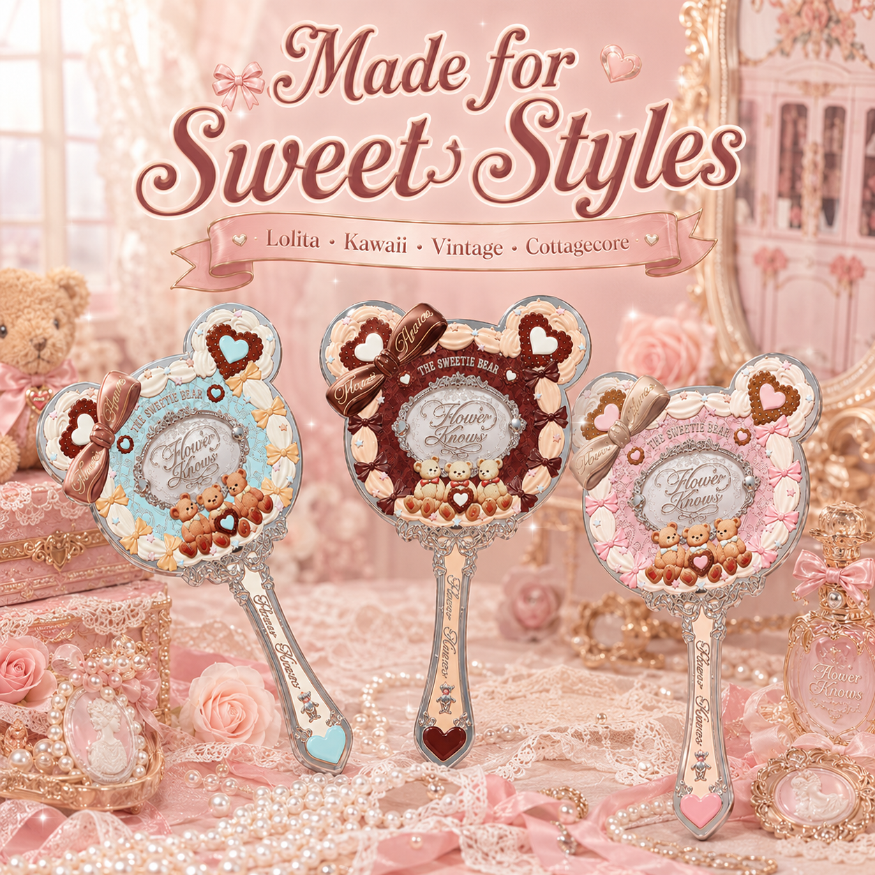 THE SWEETIE BEAR COLLECTION Makeup Hand Mirrors Cosmetic Mirror