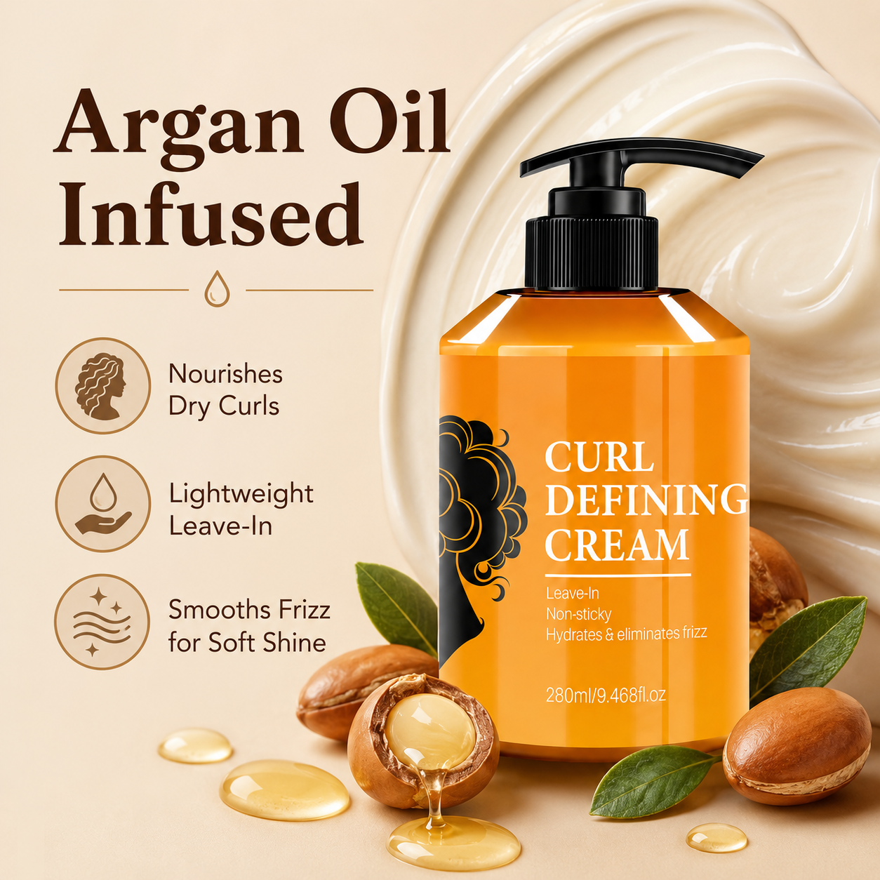 Non-Sticky Hydrating Curl Defining Cream