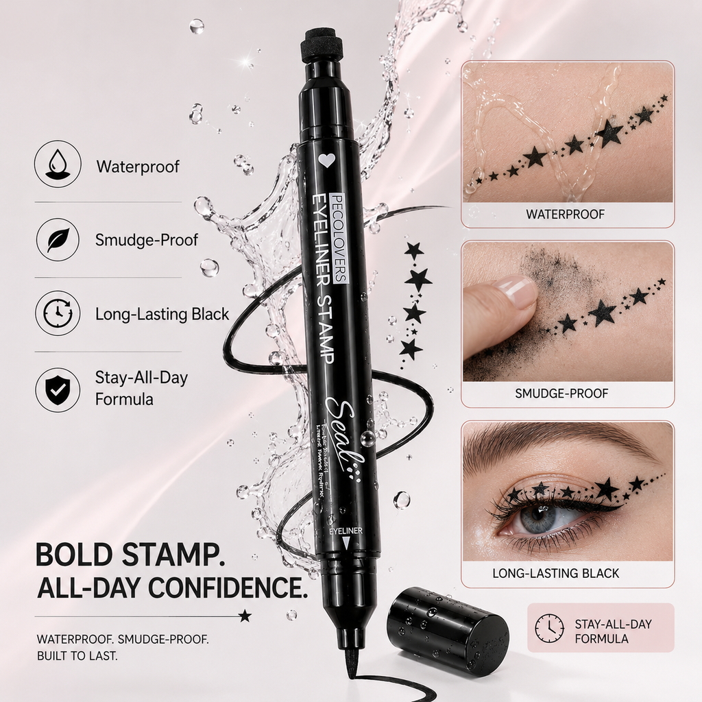 2 In 1 Stamp Liquid Eyeliner Pen, Waterproof Long