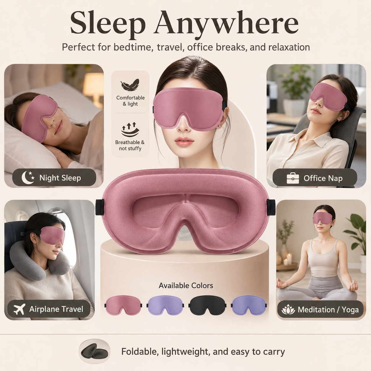 3D Contoured 99% Light Blockout Sleep Eye Mask