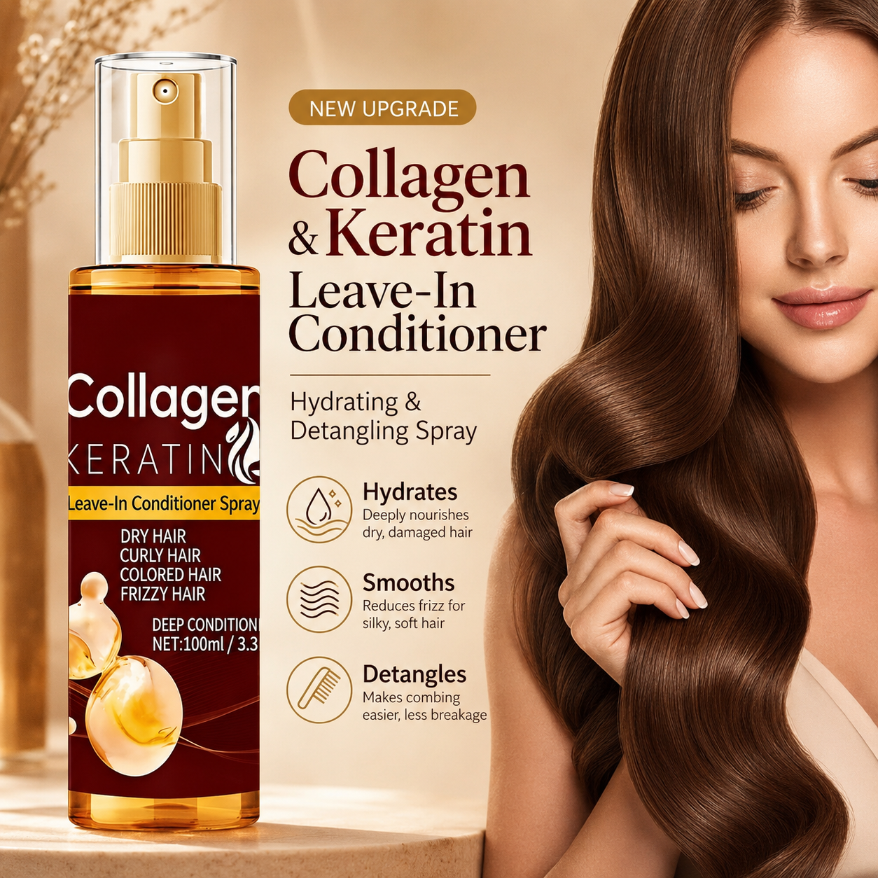 Upgraded Collagen Keratin Leave-In Conditioning Spray