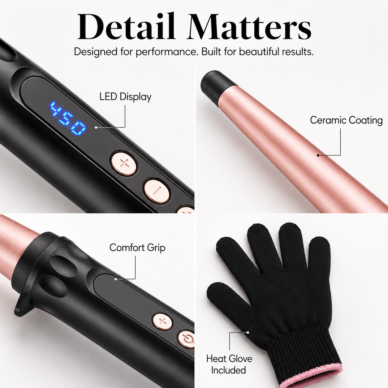 Conical Taper Curling Wand,  Digital Temp Fast Heating Ceramic Hair Curler