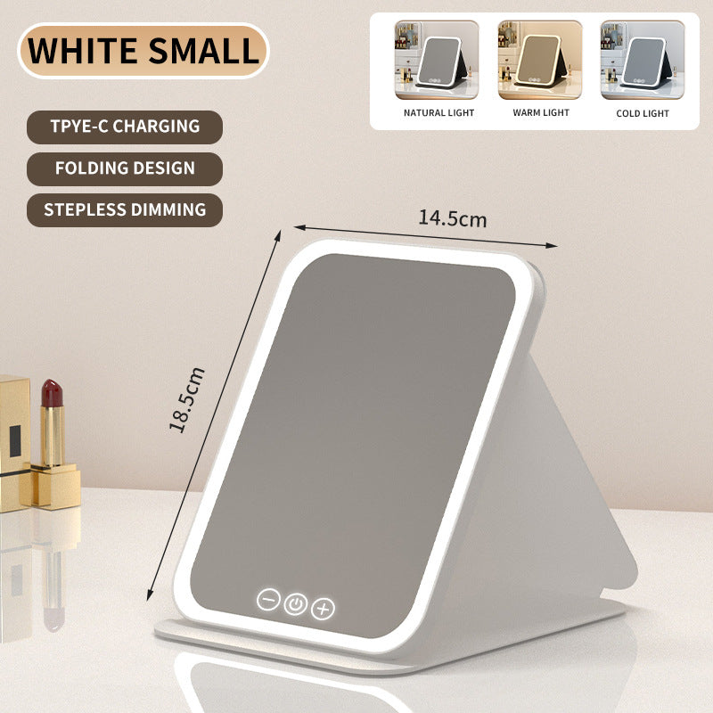 Foldable LED Lighted Makeup Mirror 3 Colors Dimmable