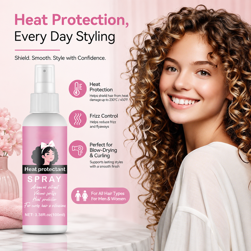 Thermal Protect Hair Spray, Prevent Heat Damage for Curly Hair & Hair Extensions