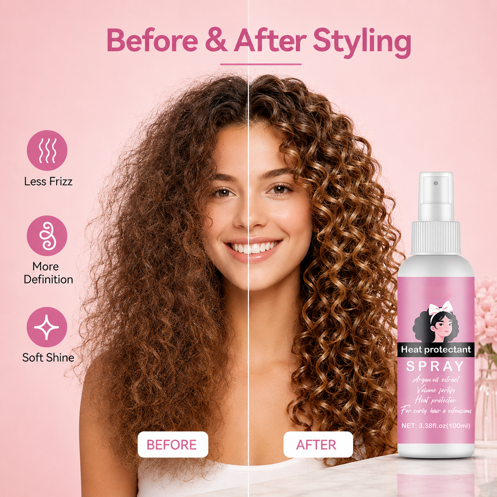 Thermal Protect Hair Spray, Prevent Heat Damage for Curly Hair & Hair Extensions