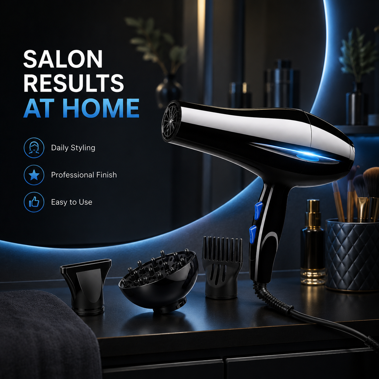 Professional Ionic Fast Drying Hair Dryer Kit