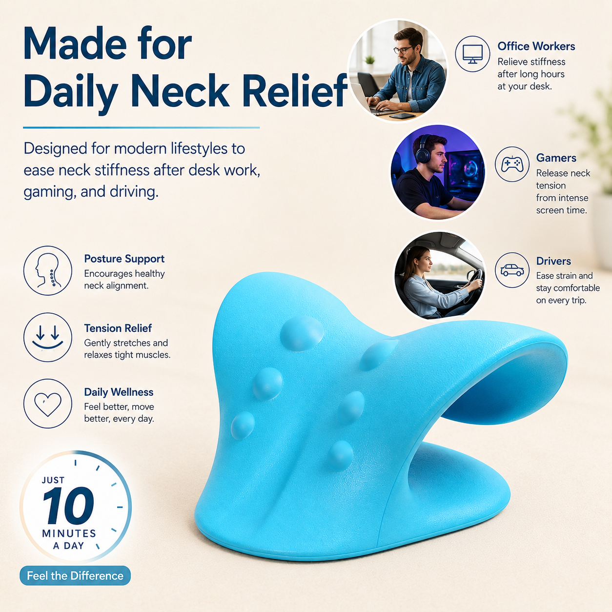 Physical Therapy Neck Shoulder Relaxer Traction Pillow