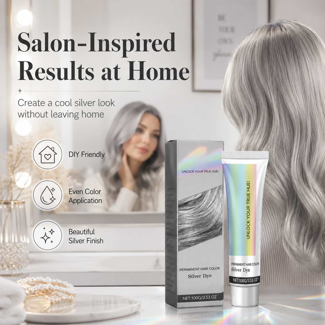 Fashion Silver Permanent Hair Dye Cream