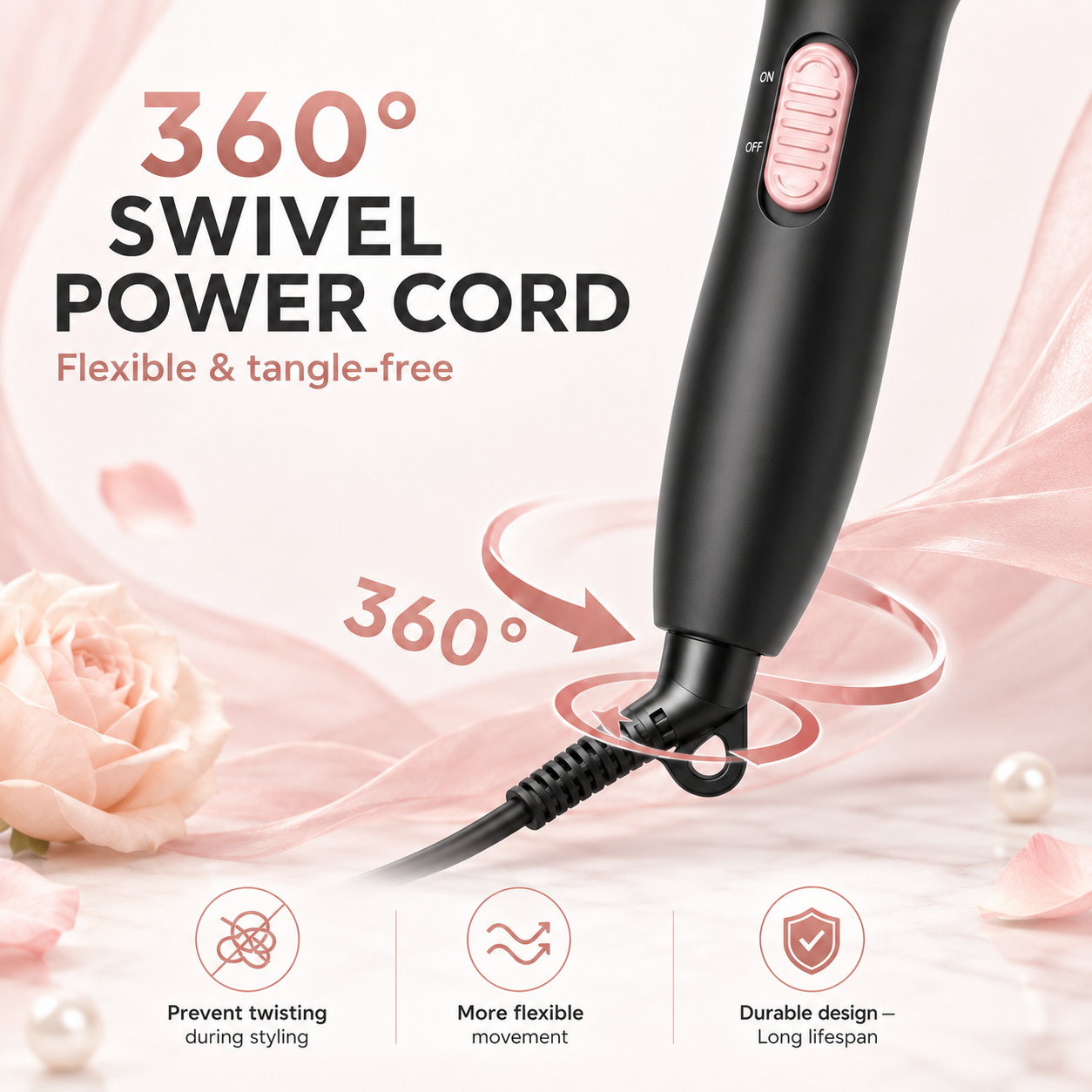 Portable Thermal Round Hot Brush,  Long Last Fluffy Hair Styling Comb