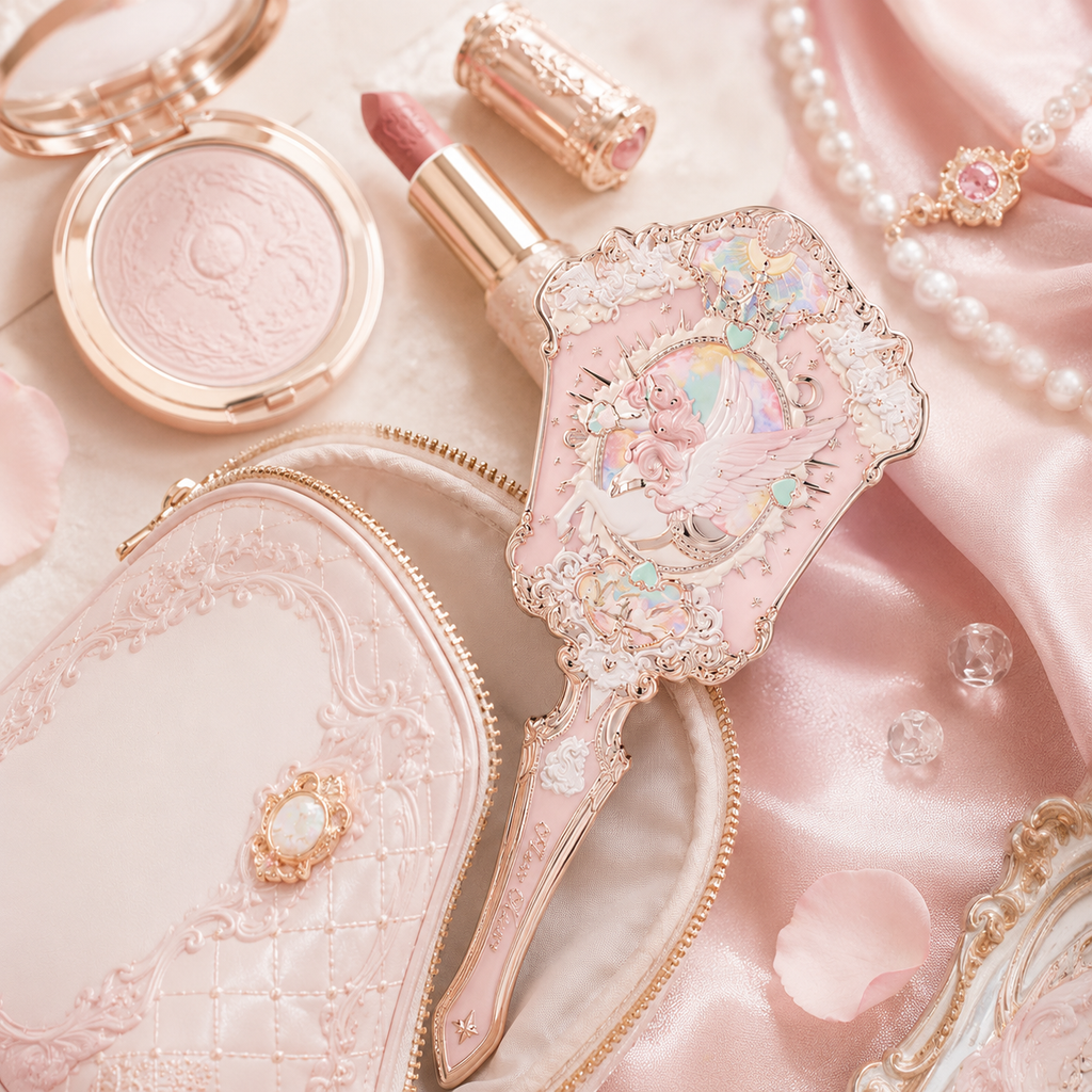 Exquisite Embossed Angel Handheld Makeup Mirror