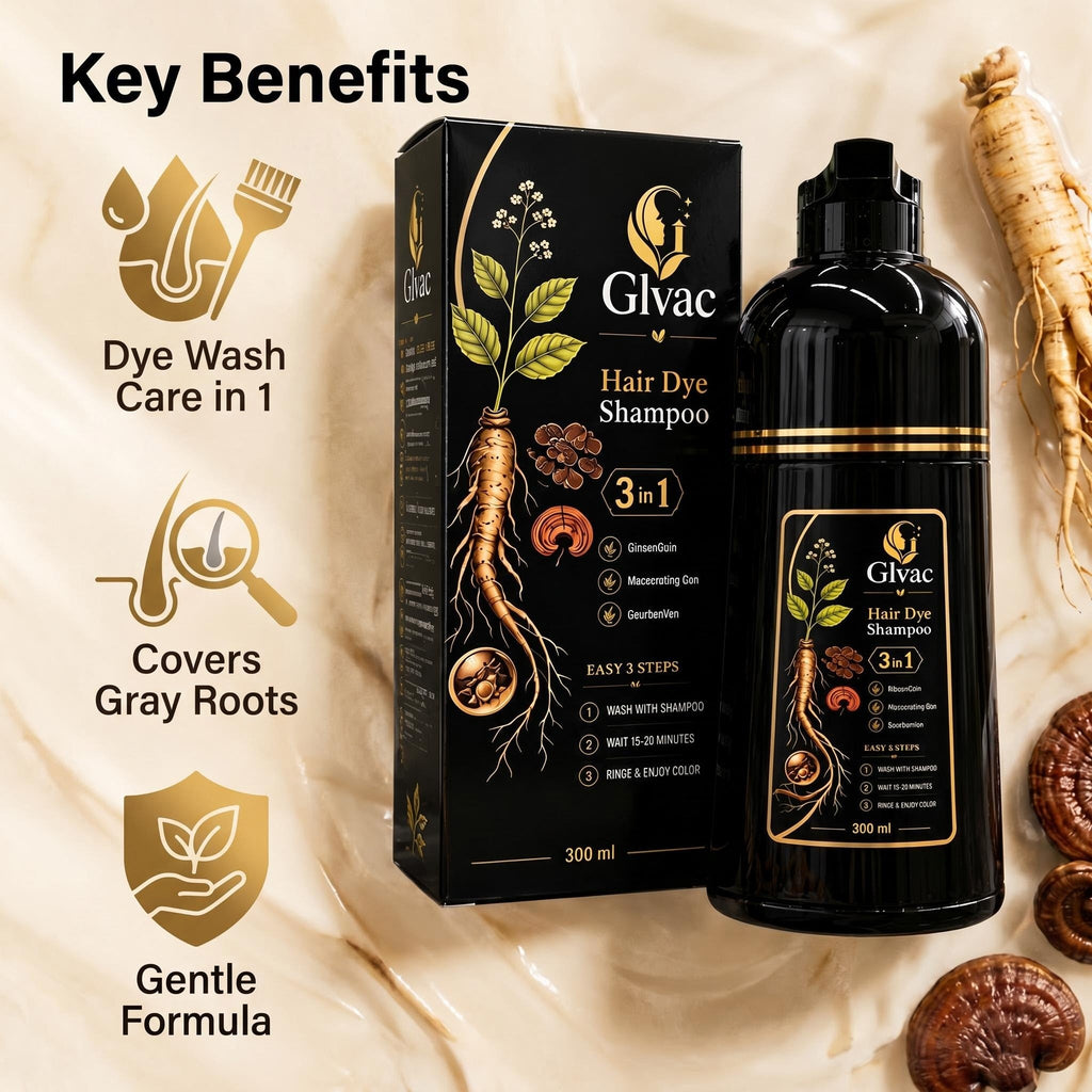 3-in-1 Herbal Hair Dye Shampoo, Quick Easy Gray Hair