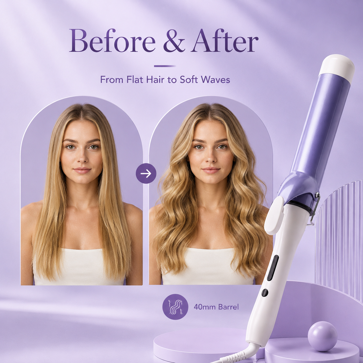40mm Big Wave Ceramic Curling Iron