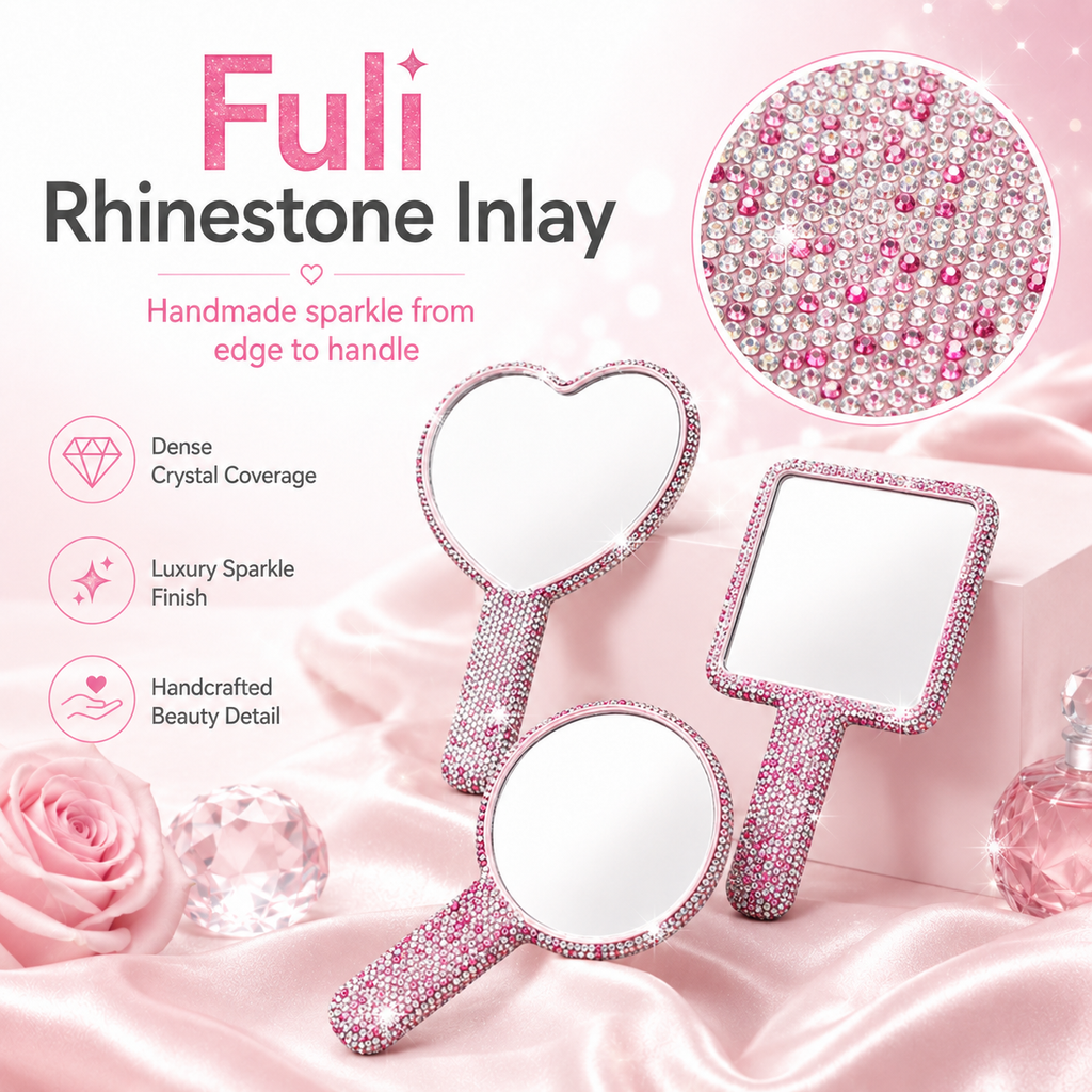 Full Diamond Bling Handheld Makeup Mirror