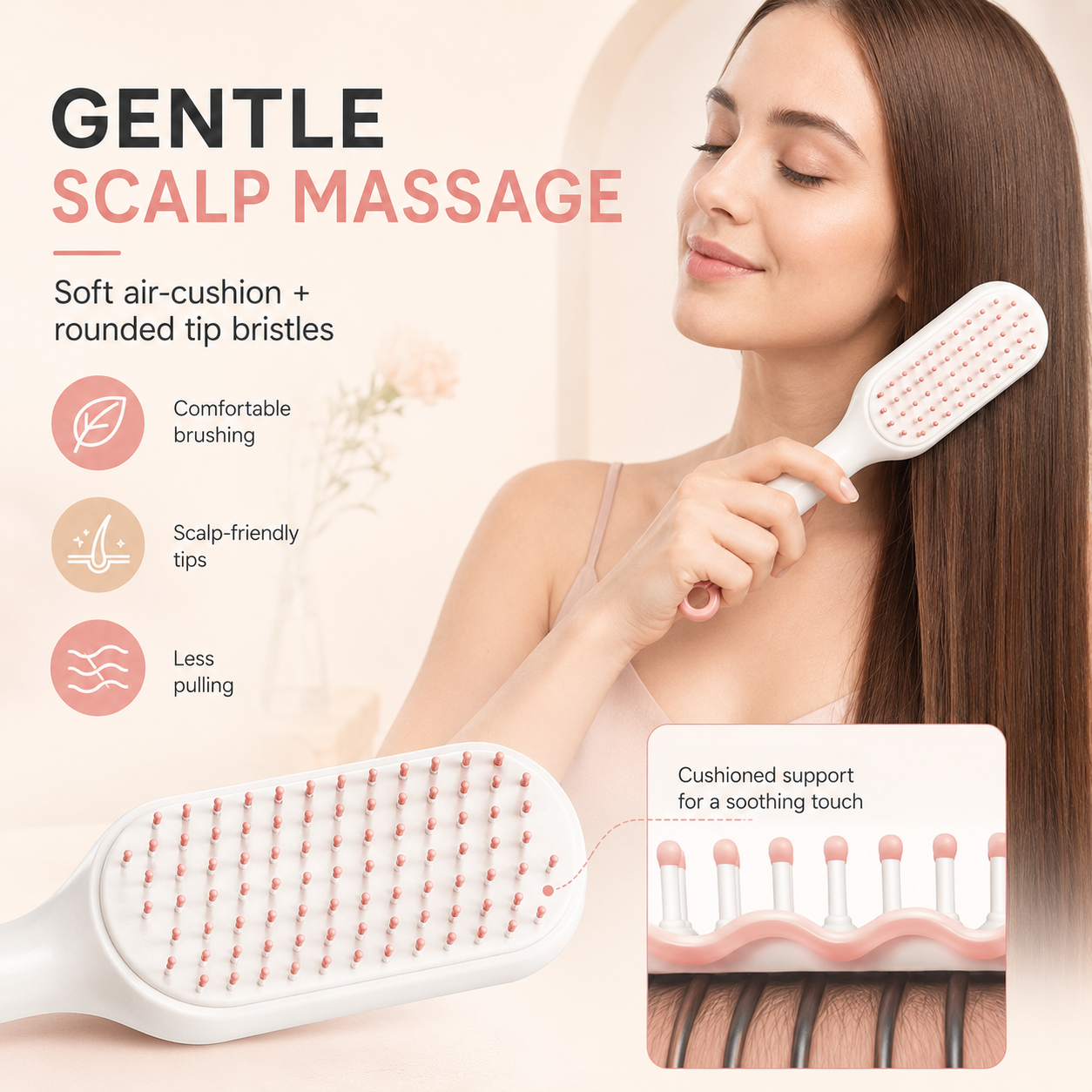 One Step Self Cleaning Retractable Massage Hair Comb