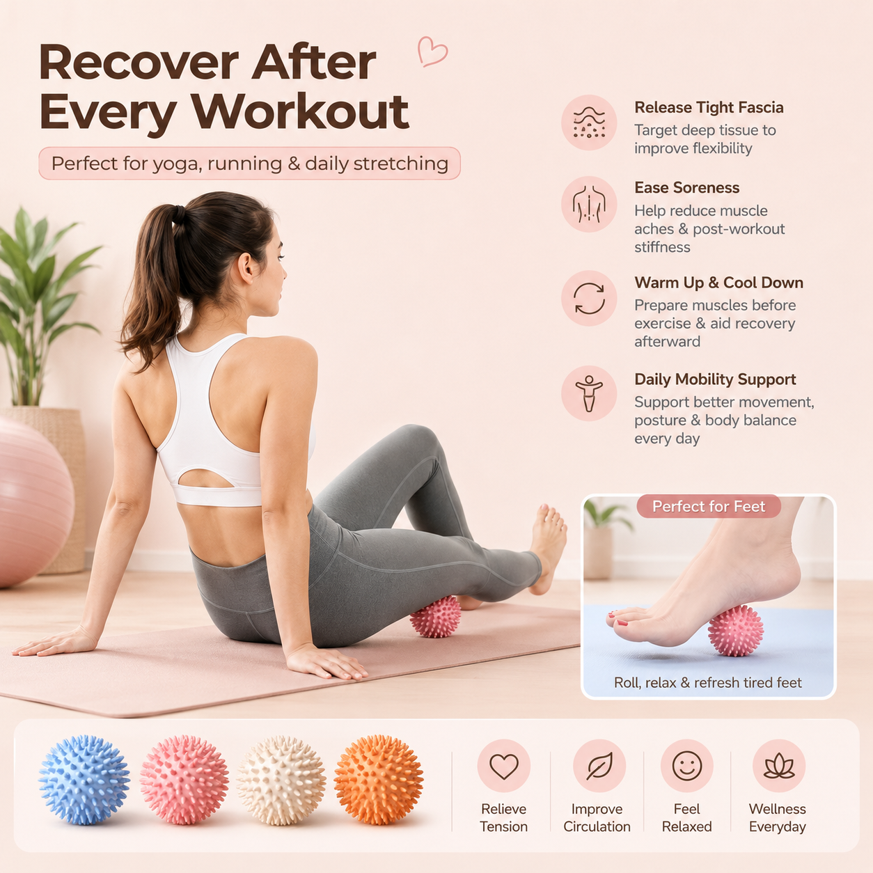 Soft Spiky Massage Ball Portable Trigger Point Deep