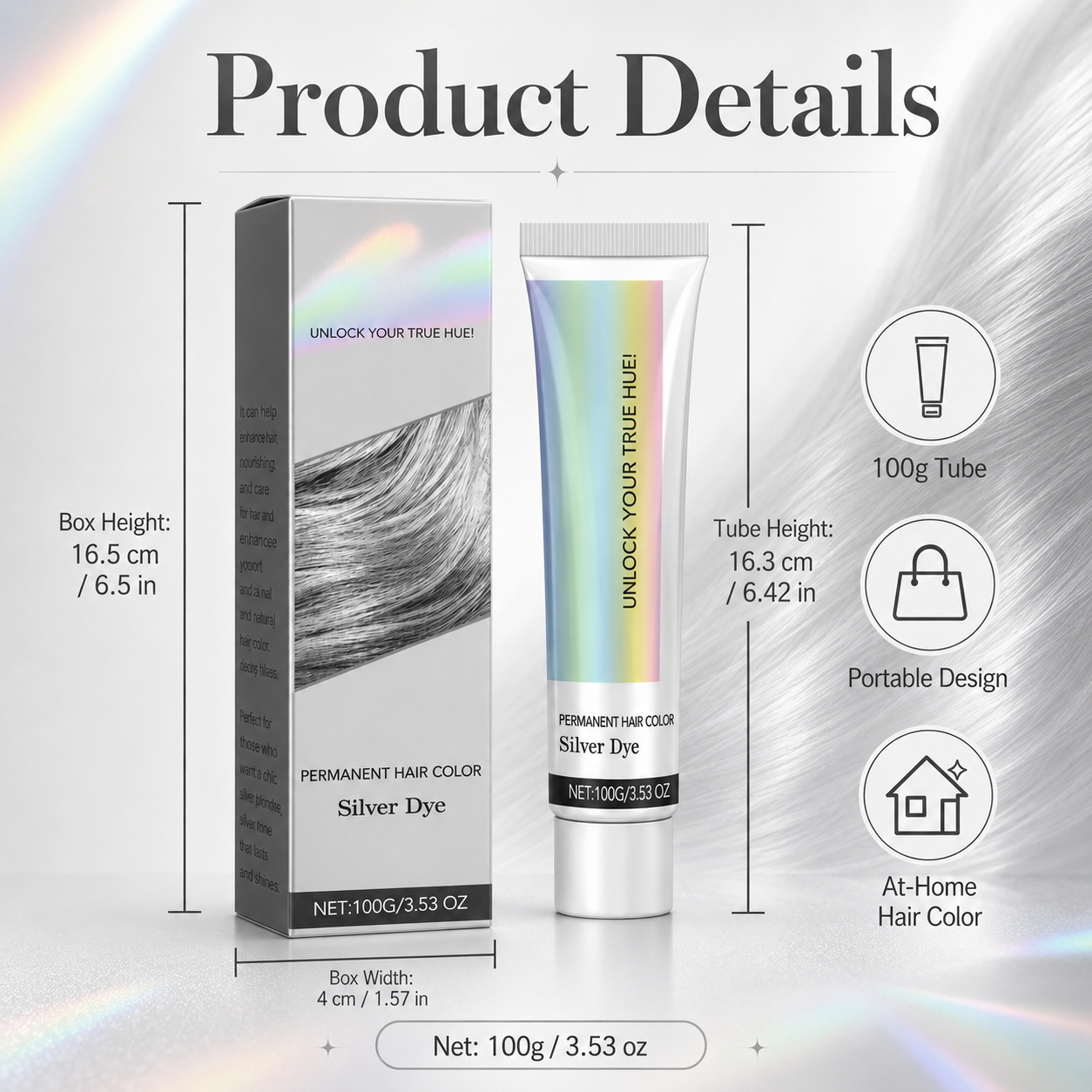 Fashion Silver Permanent Hair Dye Cream