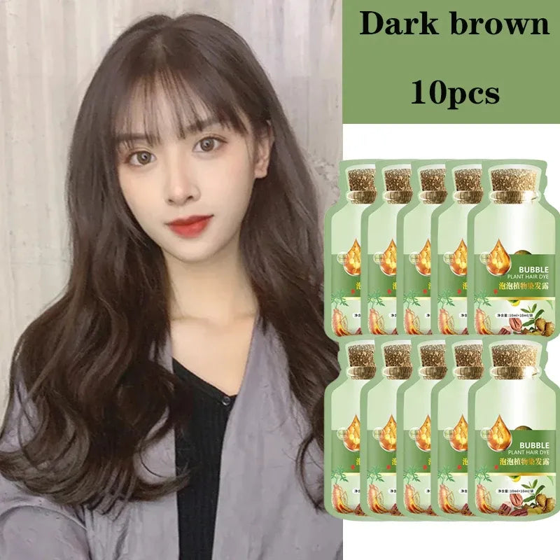 10 Mins Plant Bubble Hair Dye for Gray Coverage