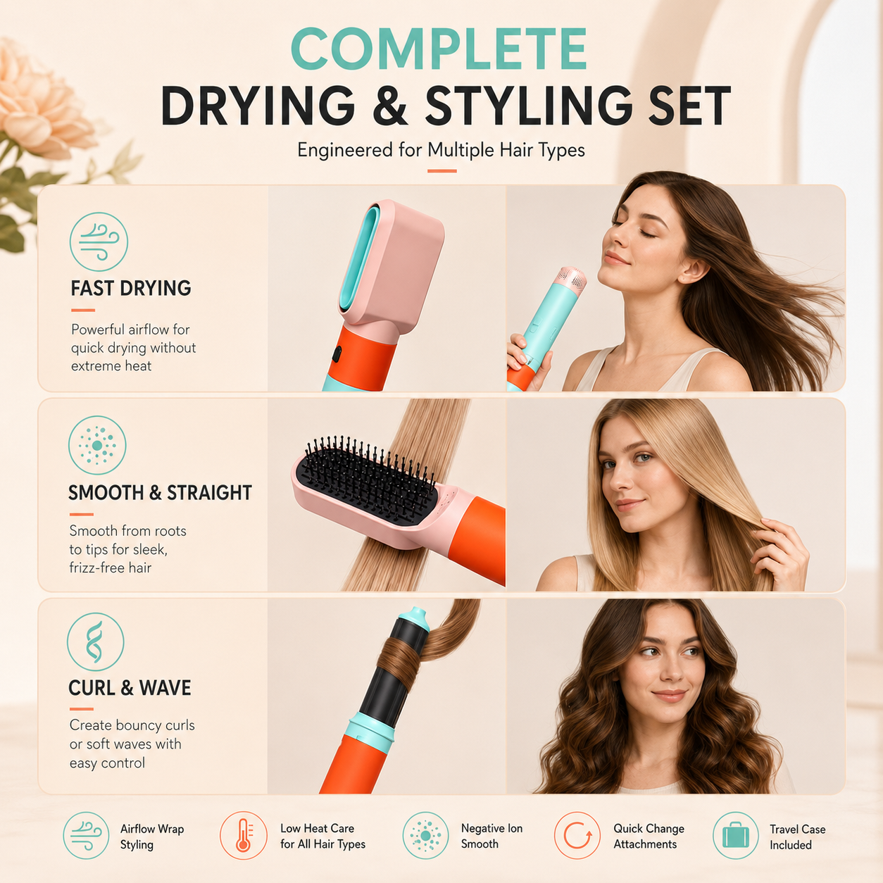 5-in-1 Interchangeable Hot Air Multi Hair Styling Set