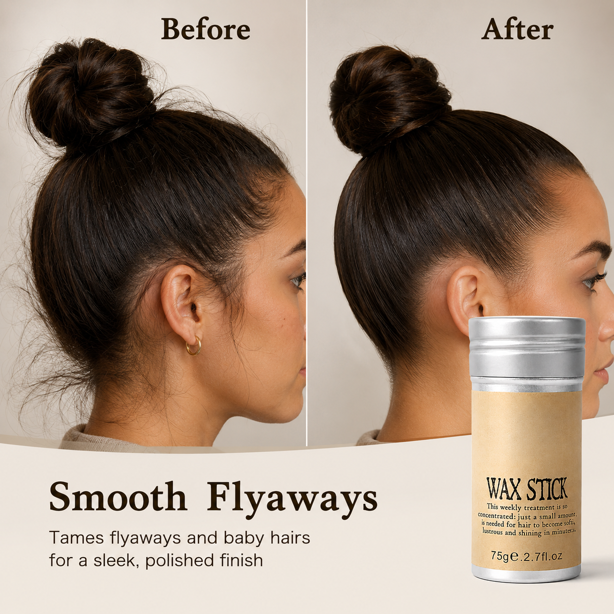 Portable Hair Wax Stick, Anti-Flyaway Baby Hair Edge Control Styling Wax