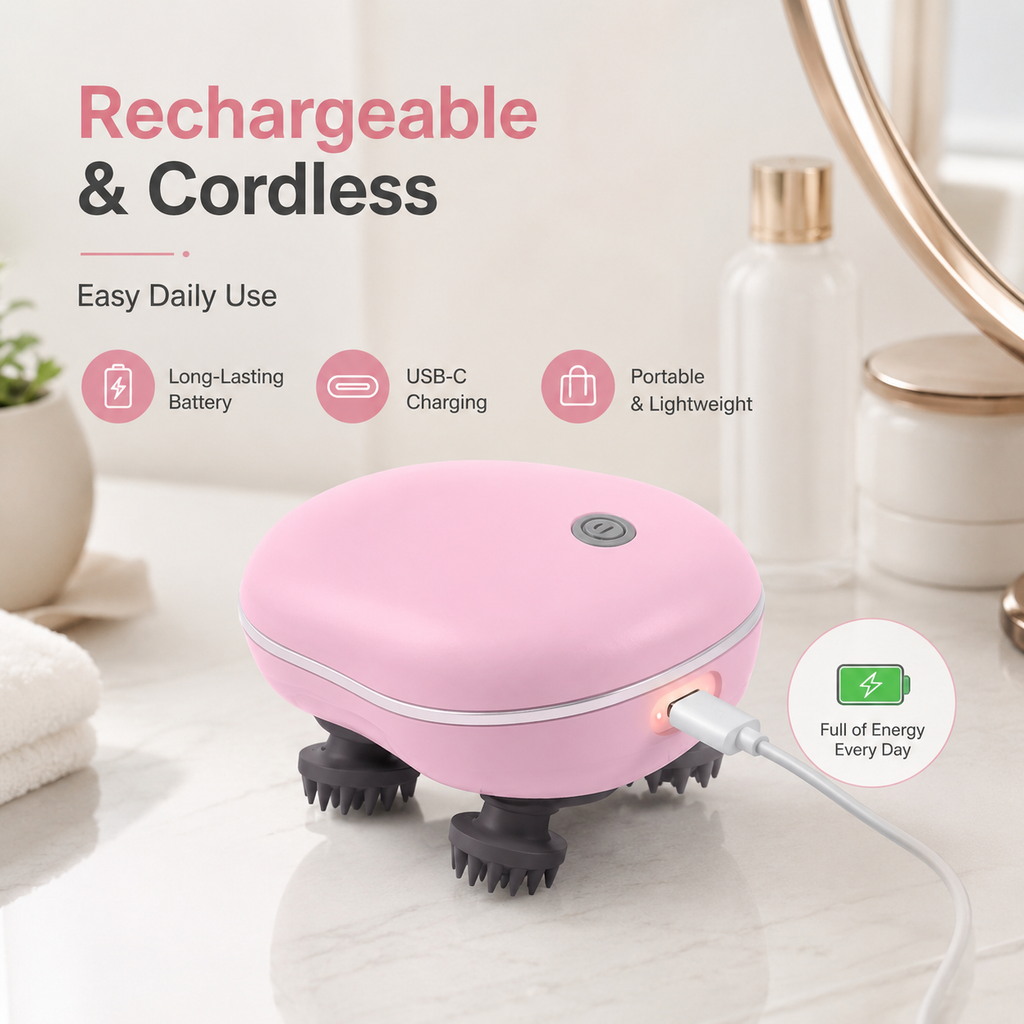 Wireless Rechargeable 3D Silicone Scalp Massage Device