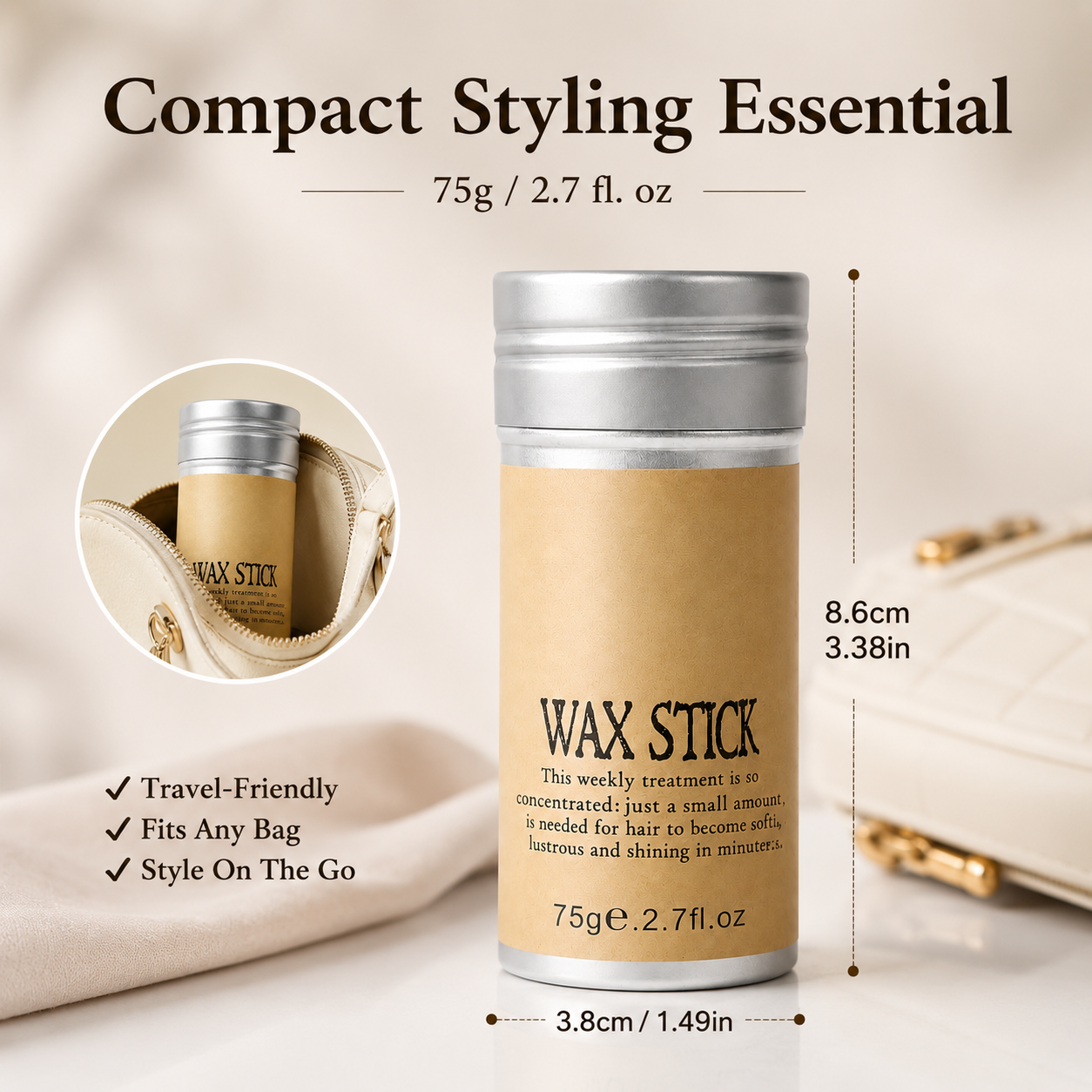 Portable Hair Wax Stick, Anti-Flyaway Baby Hair Edge Control Styling Wax