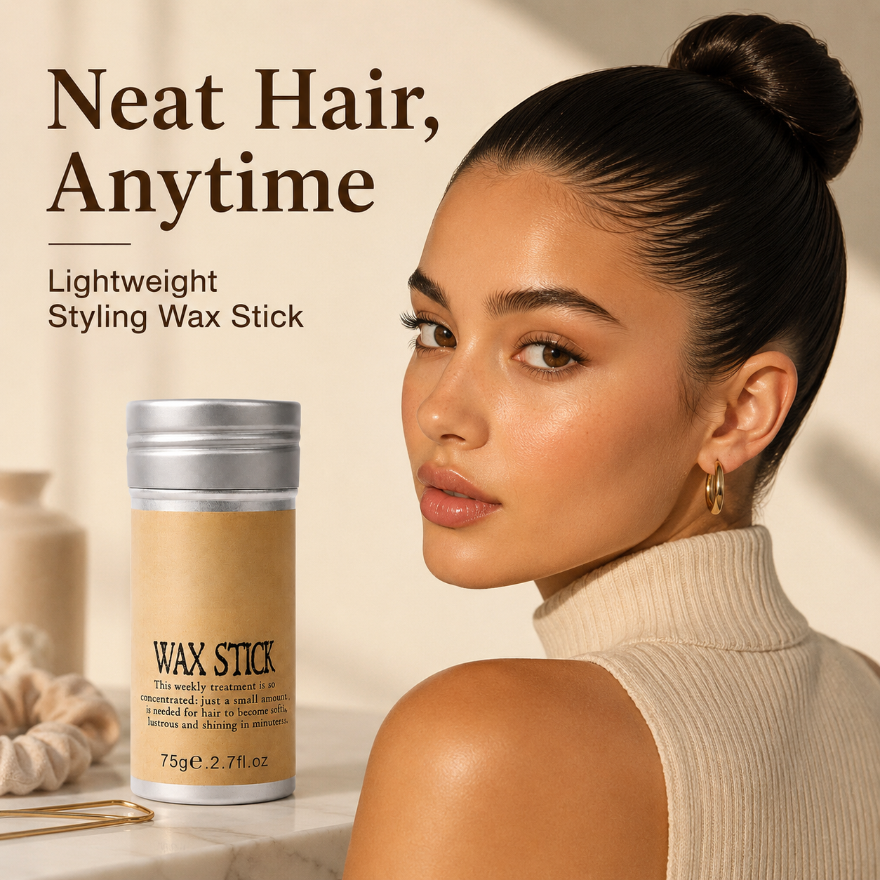 Portable Hair Wax Stick, Anti-Flyaway Baby Hair Edge Control Styling Wax