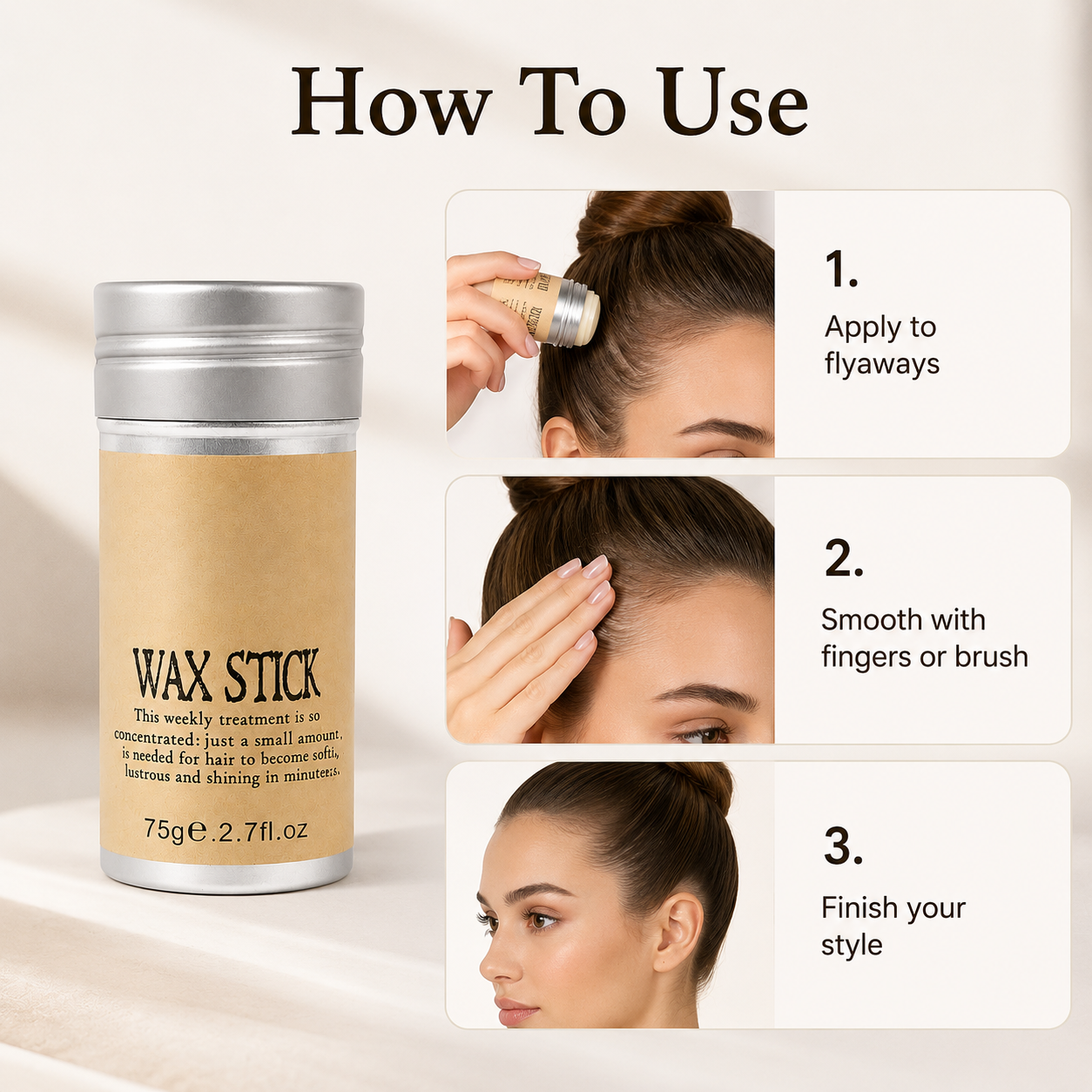 Portable Hair Wax Stick, Anti-Flyaway Baby Hair Edge Control Styling Wax