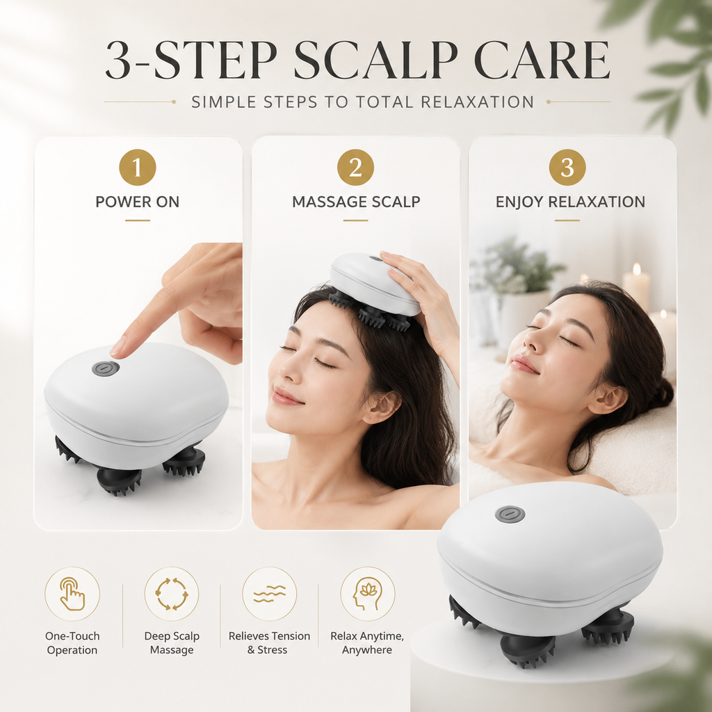 Wireless Rechargeable 3D Silicone Scalp Massage Device