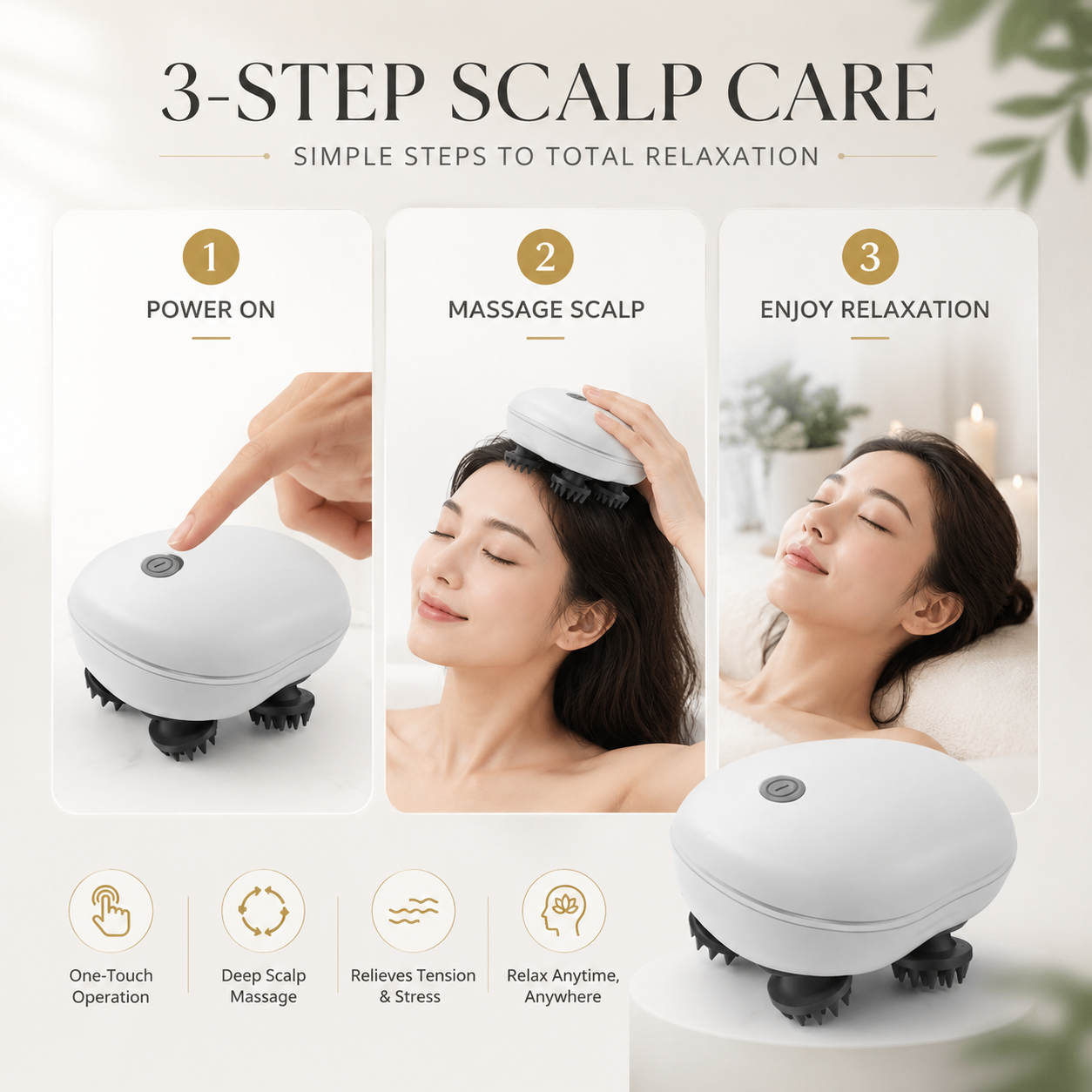 Wireless Rechargeable 3D Silicone Scalp Massage Device